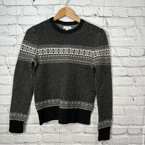 LL Bean Signature Nordic Fair Isle 100% Merino Wool Sweater Womens Size XS